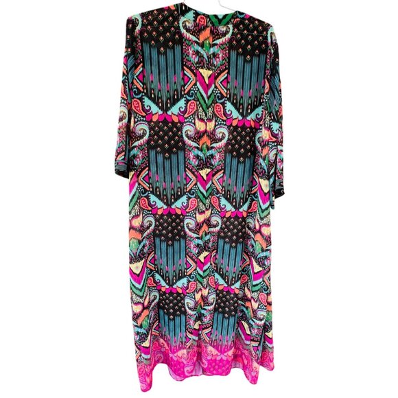 NWT Torrid Elbow Sleeves Multi Ikat Maxi Kimono Size 2X Swim Cover Up - Picture 2 of 9